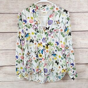 L’Agence Butterfly Blouse Size XSmall Floral Button Down Shirt